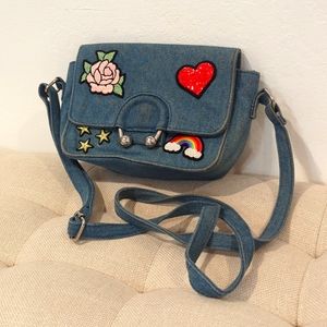 No Boundaries Denim Embroidered Ring Crossbody